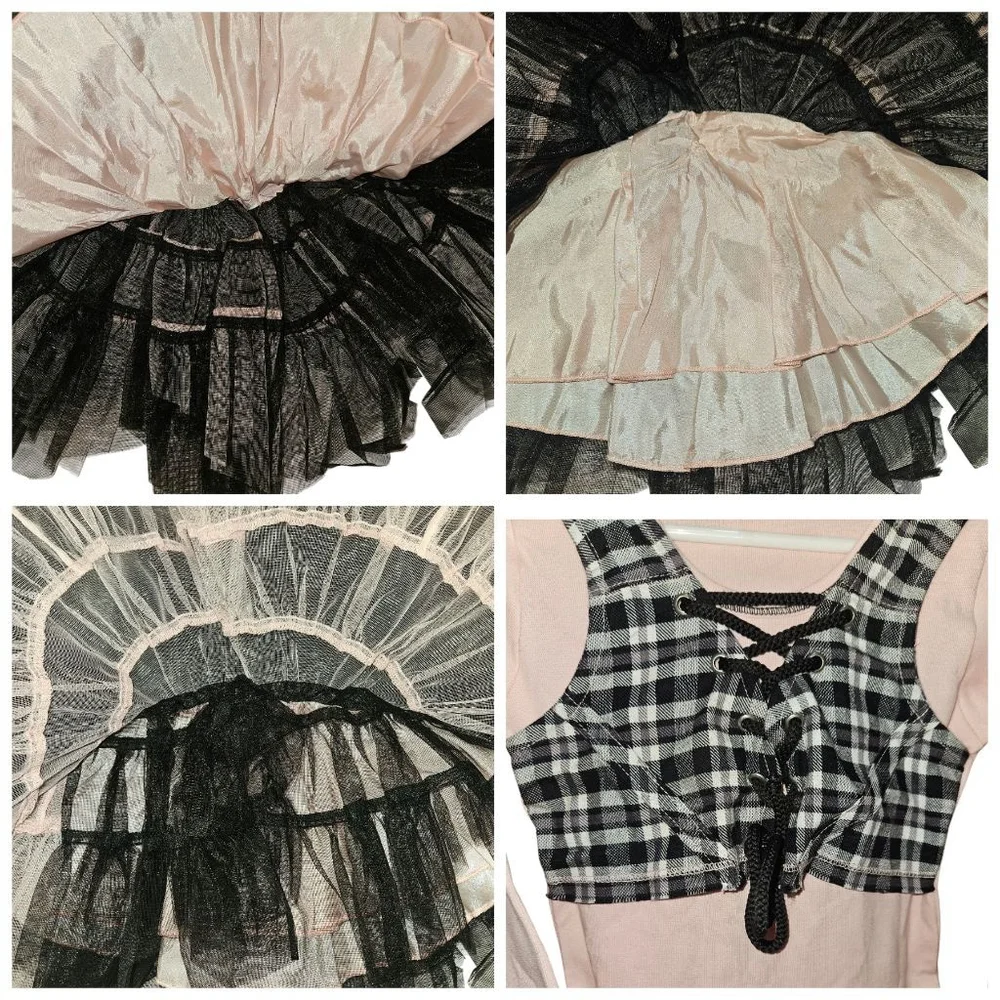 Girls Ooh! La, La! Couture Dress Size 4 Pink Black Plaid